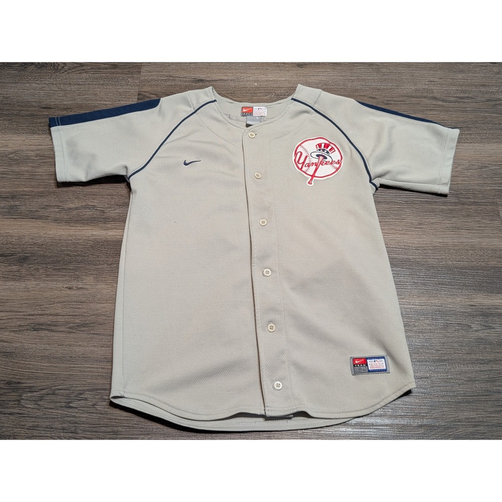 Nike Kids New York Yankees Derek Jeter #2 MLB Baseball Jersey Gray Large L
